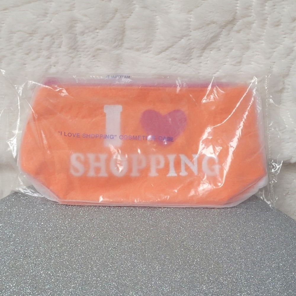 Avon I Love Shopping Cosmetic Makeup Bag Case Cotton Canvas Orange New Sealed